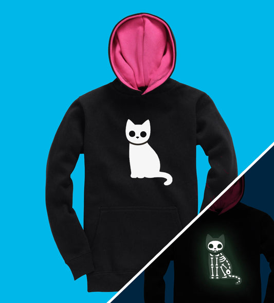 Cat X-ray Glow in the Dark Adult Hoodie