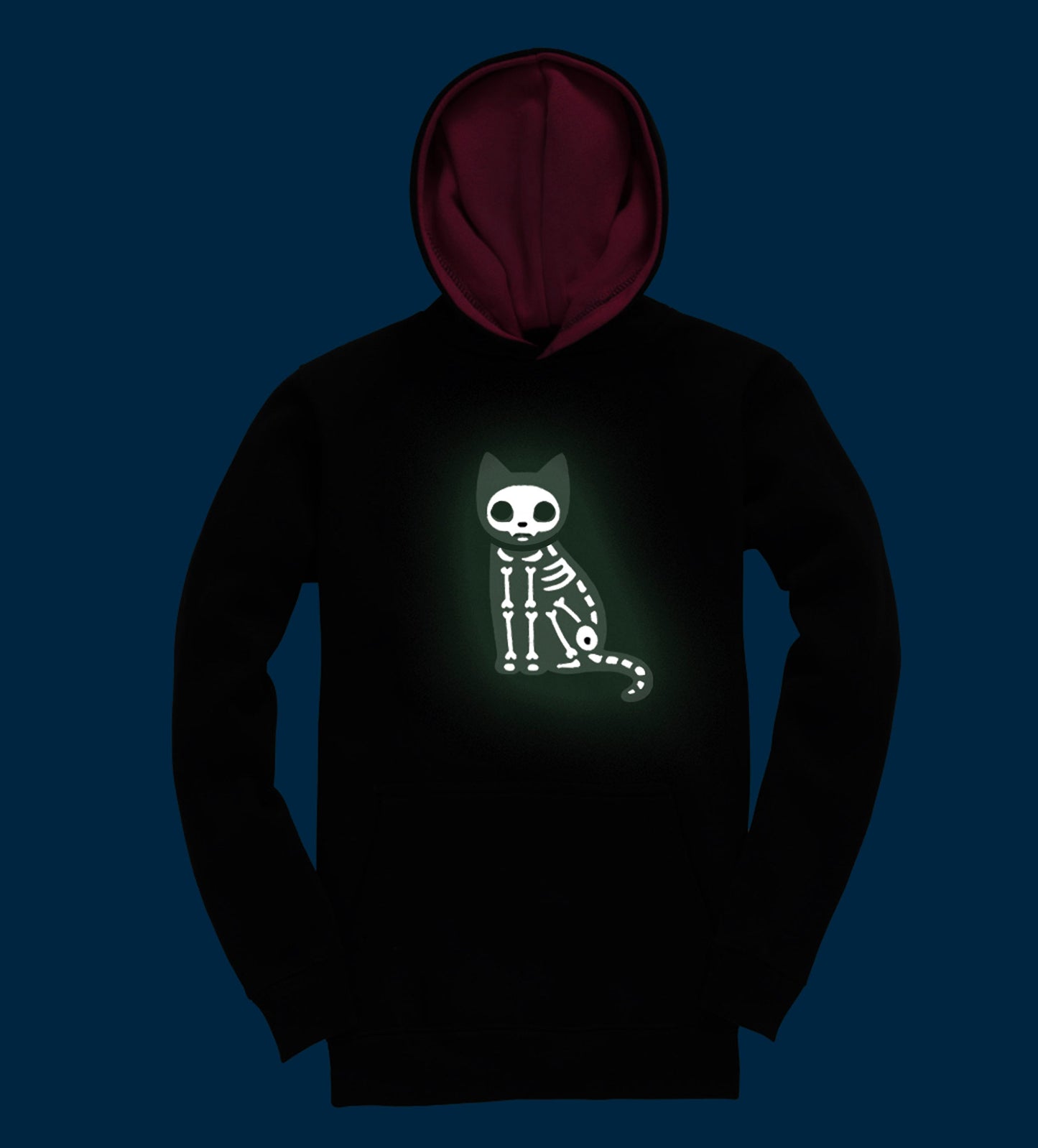 Cat X-ray Glow in the Dark Adult Hoodie