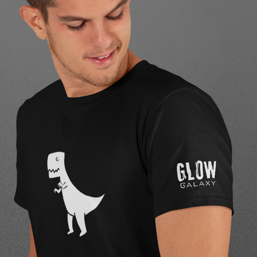 T-rex t-shirt with logo on the sleeve