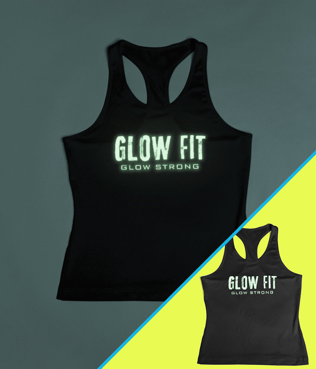 Glow in the dark Racer back vest top - Glow in The Dark Fitness Clothing - Personalised fitness clothing