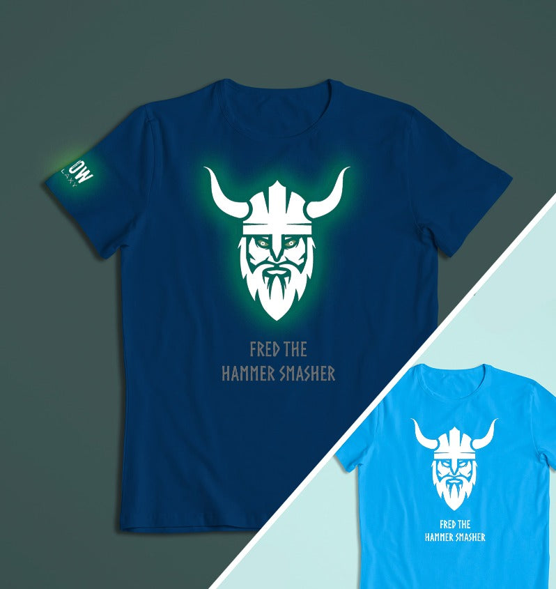 Personalised Viking T-shirt Glow in the dark in blue