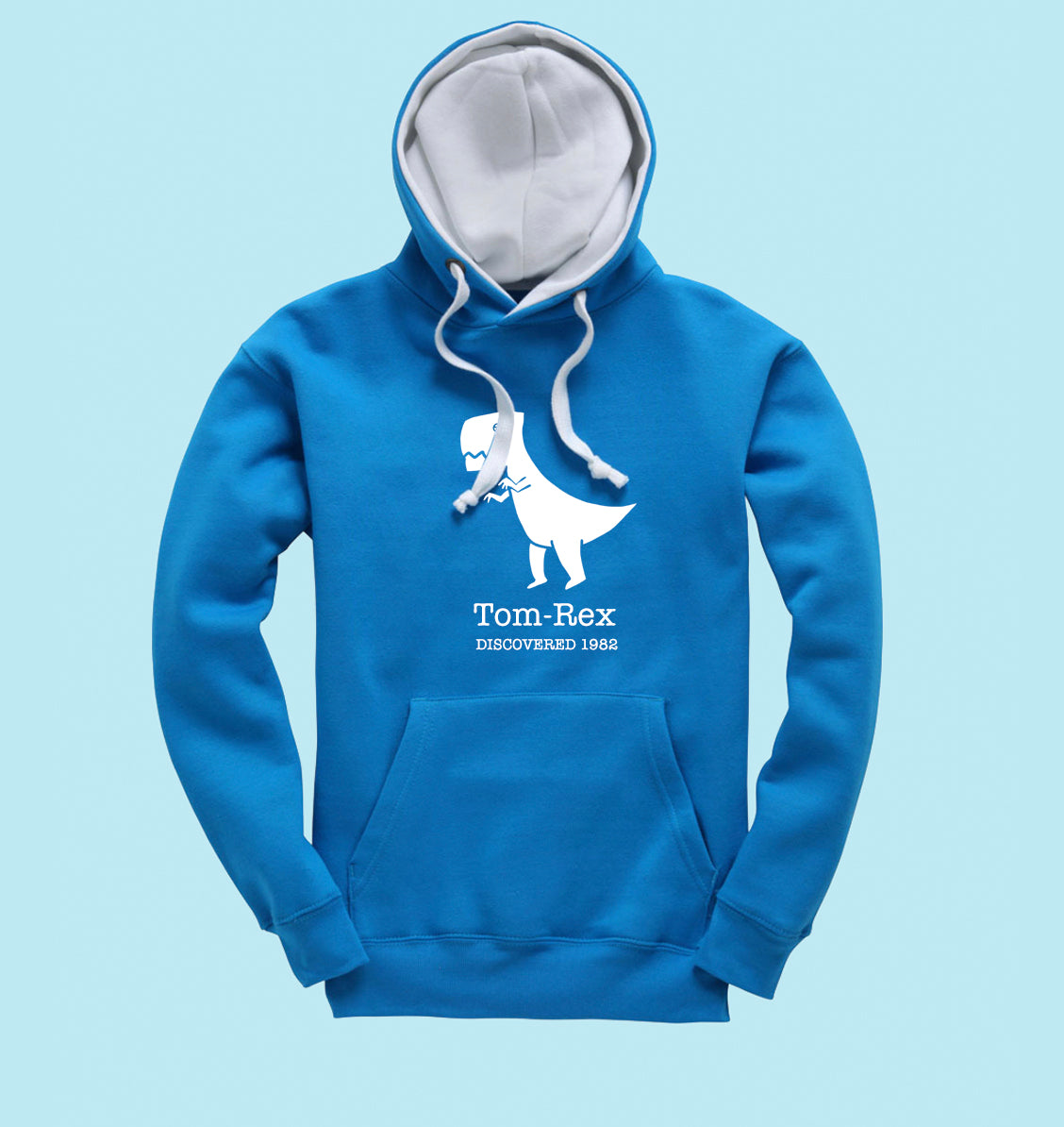 Blue T-rex Hoodie Personalised discovery date