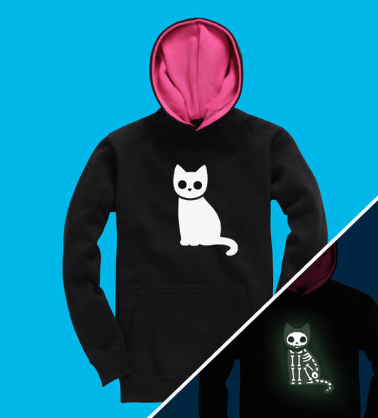 Cat X-ray Glow in the Dark Kids Hoodie