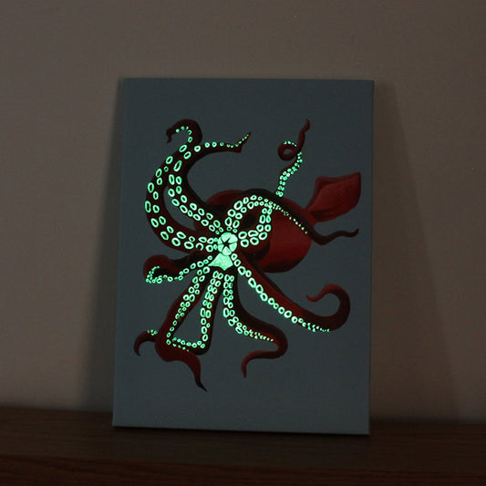 Glow in the dark squid canvas