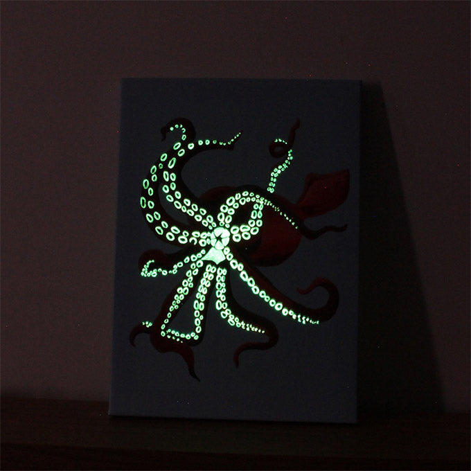 Glow in the dark squid canvas