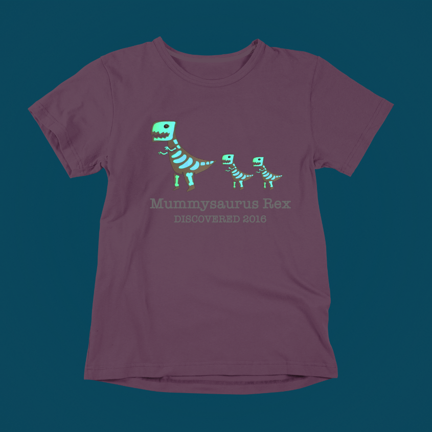 Mummysaurus rex t-shirt glow in the dark