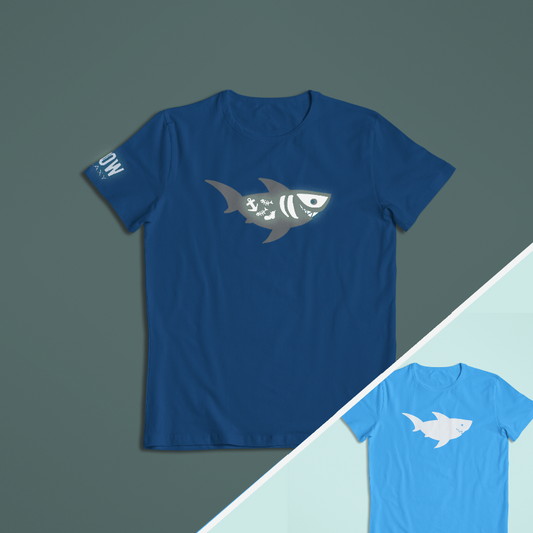 Blue shark t-shirt glow-in-the-dark