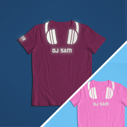 DJ personalised t-shirt in pink