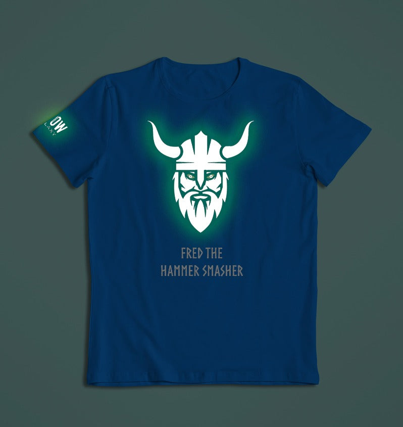 Personalised Viking T-shirt Glow in the dark in blue