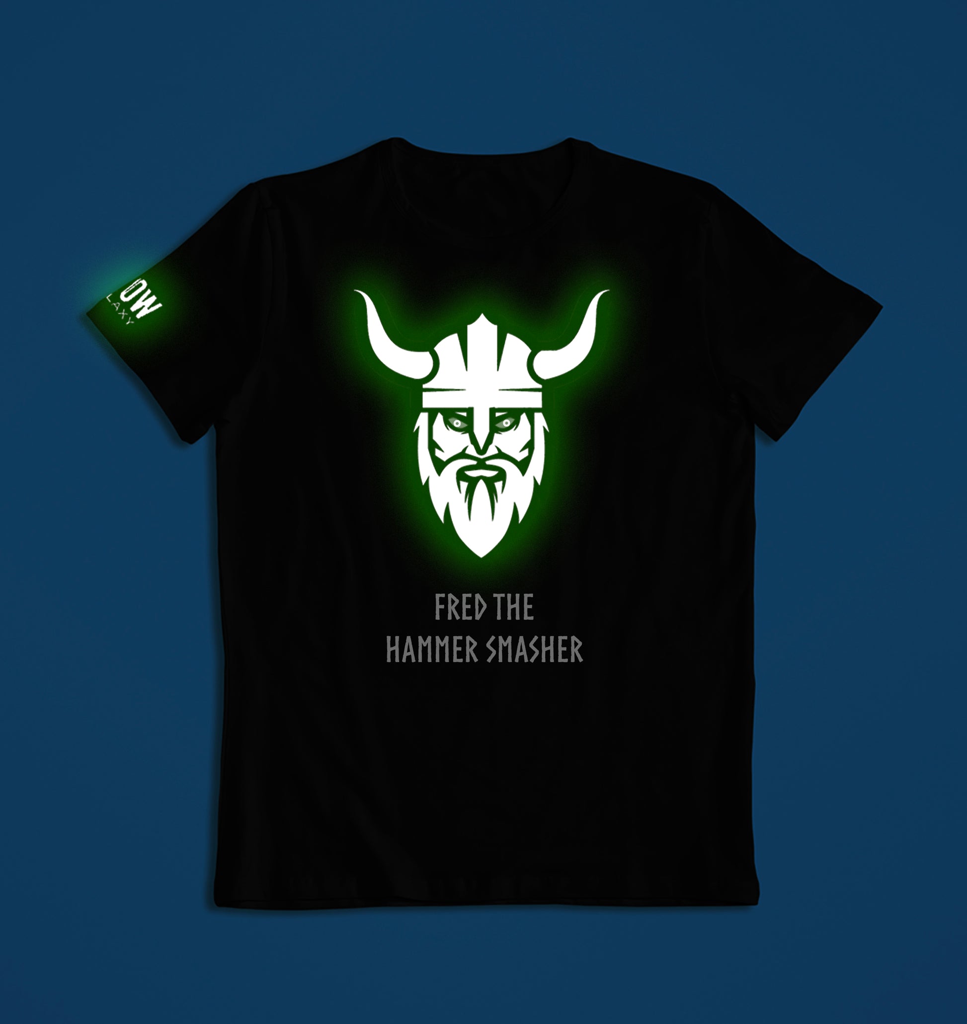 Personalised Viking T-shirt Glow in the dark in black