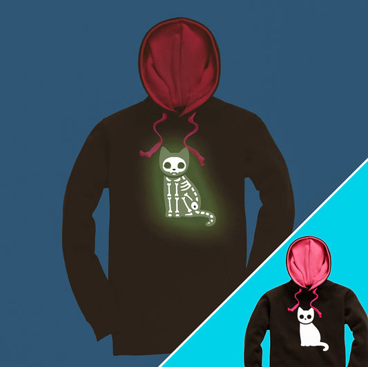 Cat X-ray Glow in the Dark Adult Hoodie