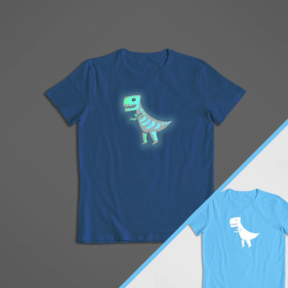 Blue Glow in the dark T-rex T-Shirt