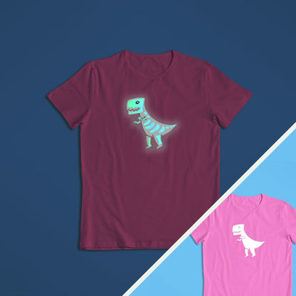 Pink Glow in the dark T-rex T-Shirt
