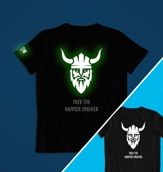 Personalised Viking T-shirt Glow in the dark in black