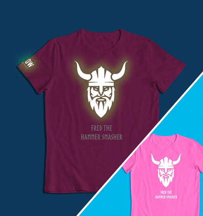 Personalised Viking T-shirt Glow in the dark in pink