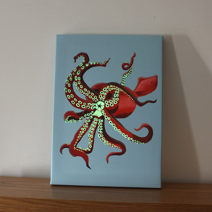 Glow in the dark squid canvas