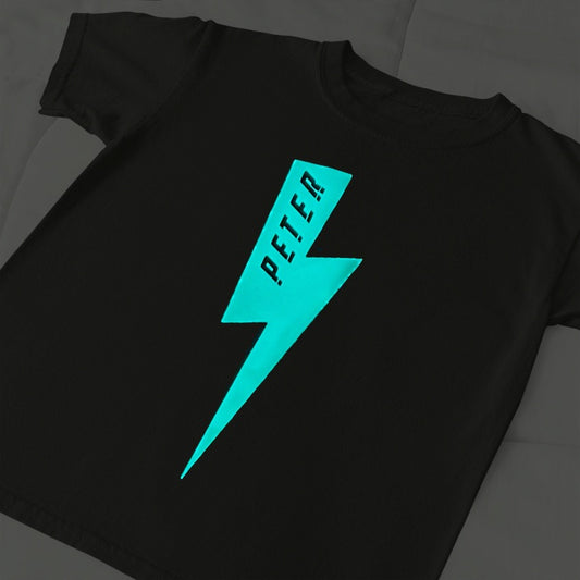 Glow In The Dark Lightning Bolt Personalised T-shirt
