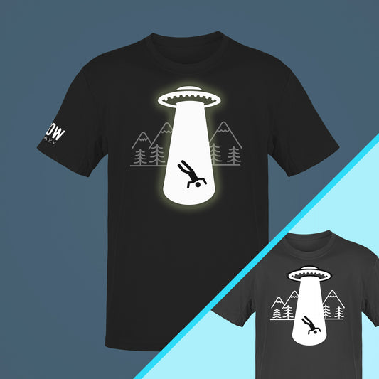 UFO in Mountains Glow in the Dark T-Shirt